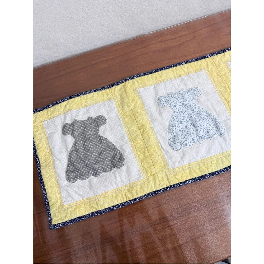 Handmade Yellow Quilted Sundress Wall Hanging Table Runner 12x42